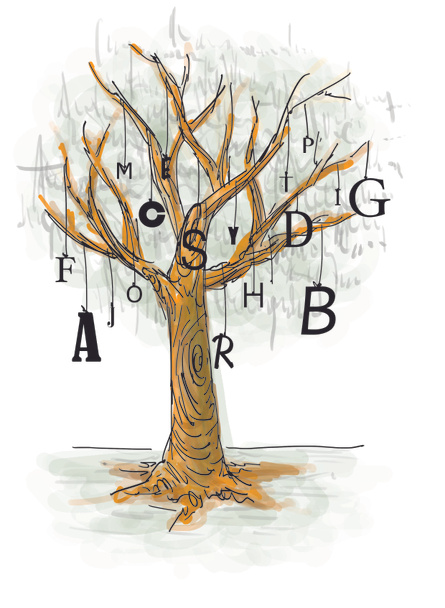 fa, a szavak és betűk - Fotó, kép