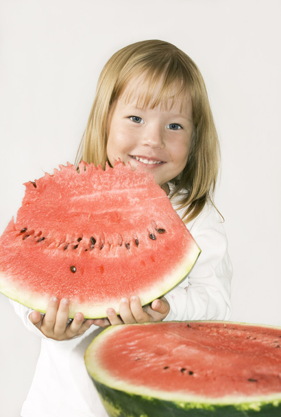 Happy Girl and segment Watermelon - Фото, зображення