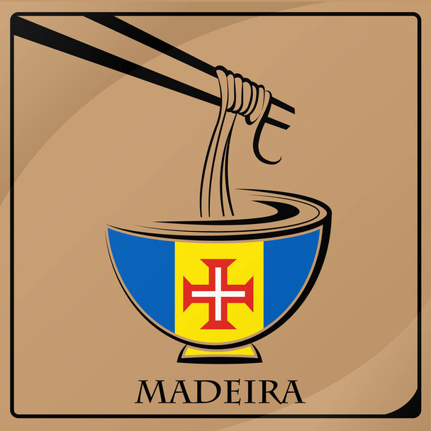 logotipo do macarrão feito a partir da bandeira da Madeira
 - Vetor, Imagem