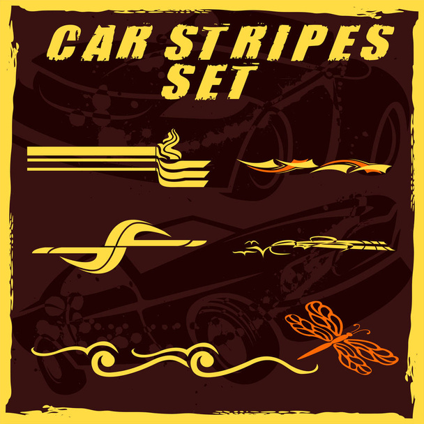 Tribal e legal Car stripe set top print em vinil e adesivo no veículo
 - Vetor, Imagem
