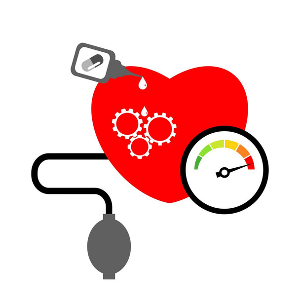 Choroby serca i koncepcji do pomiaru ciśnienia krwi - Wektor, obraz