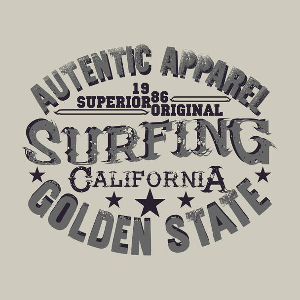 t-shirts σερφ, παραλία La, Καλιφόρνια surfing - Διάνυσμα, εικόνα