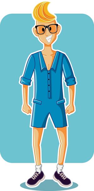lustige Karikatur Mann trägt männlichen Strampler - Vektor, Bild