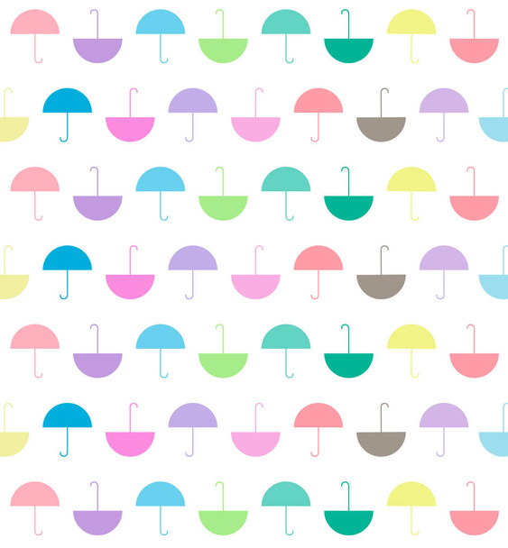 Muster von Pastellen Farbe flache Regenschirme auf weißem Hintergrund, vec - Vektor, Bild