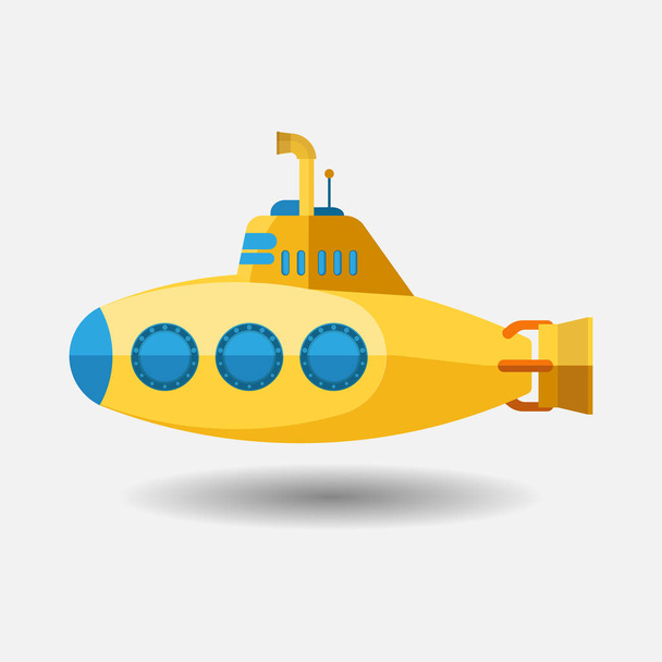 Yellow Submarine with periscope, Flat design. Vector - Vektor, obrázek