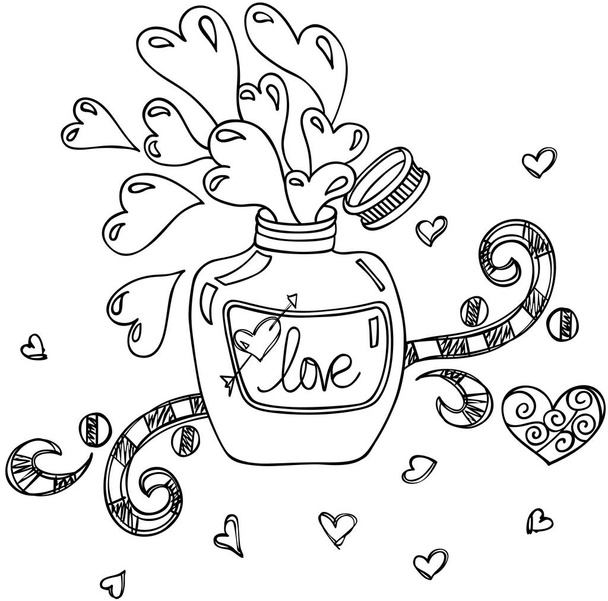 Αγάπη φίλτρο μπουκάλι doodle στυλ - Διάνυσμα, εικόνα