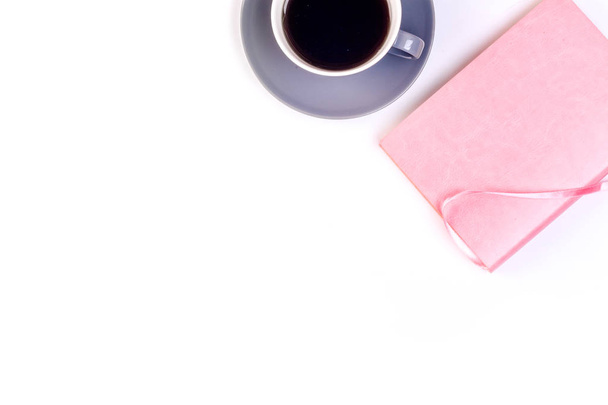 notebook and cup of coffee - Φωτογραφία, εικόνα
