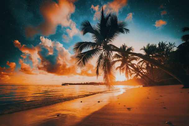 Palm and tropical beach in Punta Cana, Dominican Republic - Fotoğraf, Görsel