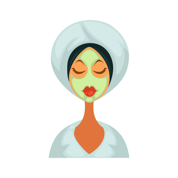 woman with herbal mask on face - Vector, afbeelding