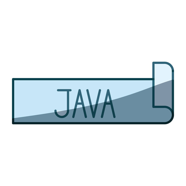 mavi siluet etiket metni Java gölgelendirme - Vektör, Görsel
