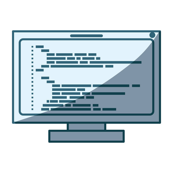 silhueta de sombreamento azul do monitor lcd com janela de programação de tela com código de script
 - Vetor, Imagem