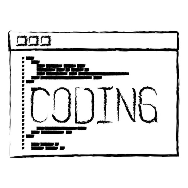 silhouette floue monochrome de la fenêtre de programmation avec script de codage
 - Vecteur, image