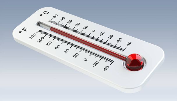 赤い温度上昇 3 d レンダリングと温度計 - 写真・画像