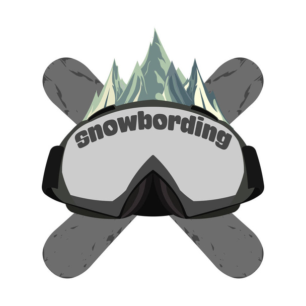 Snowboardové brýle, extrémní logo a šablony. Zimní sporty s - Vektor, obrázek