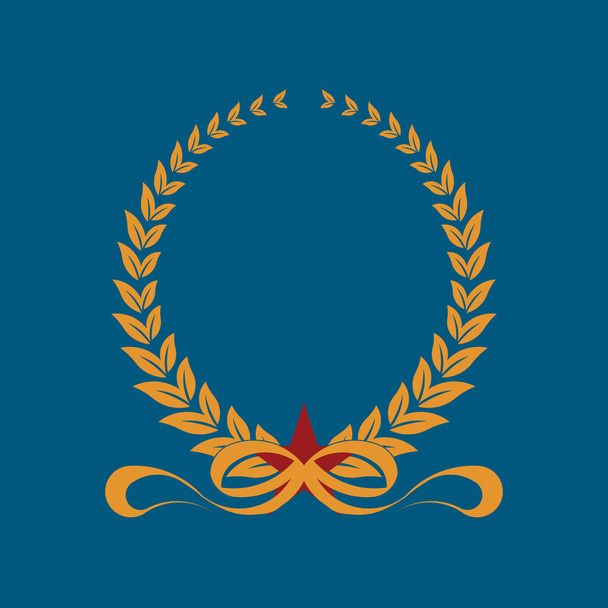 corona de laurel con ribbonsi, diseño heráldico, laurel icono de oro
 - Vector, imagen