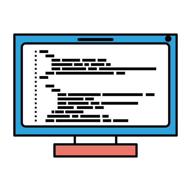 sections de couleur silhouette de moniteur lcd avec fenêtre de programmation d'écran avec code script
 - Vecteur, image
