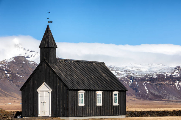 Black Church of Budir in Iceland - Fotoğraf, Görsel