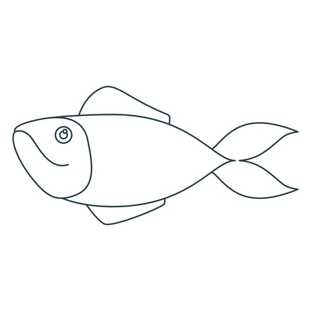 fekete-fehér kontúr lazac hal - Vektor, kép