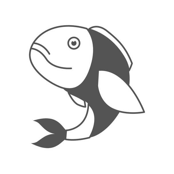 monochrome silhouette of bass fish - Vector, Image