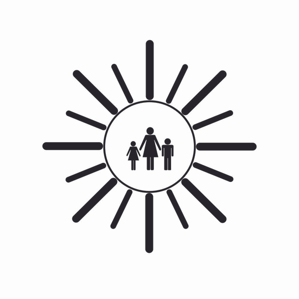 Προστασία των μητέρων με παιδιά στη μέση του ήλιου - Διάνυσμα, εικόνα