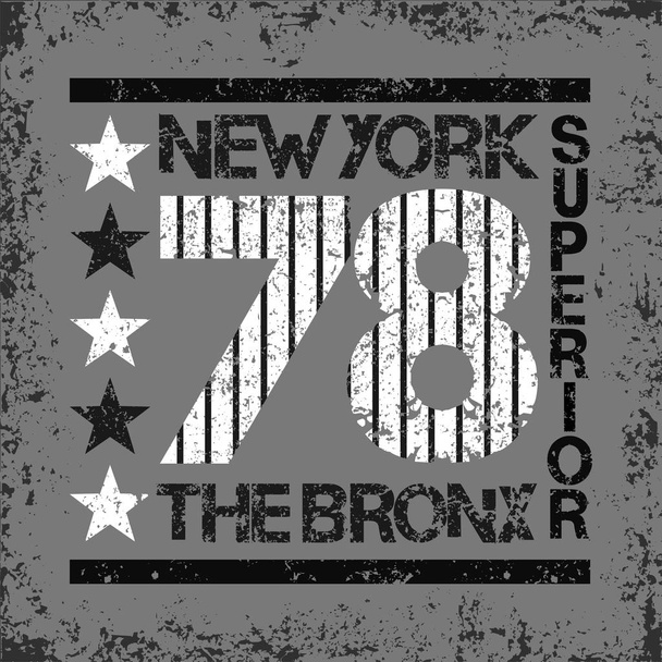 New York Typografie, T-Shirt Bronx, Designgrafik - Vektor, Bild