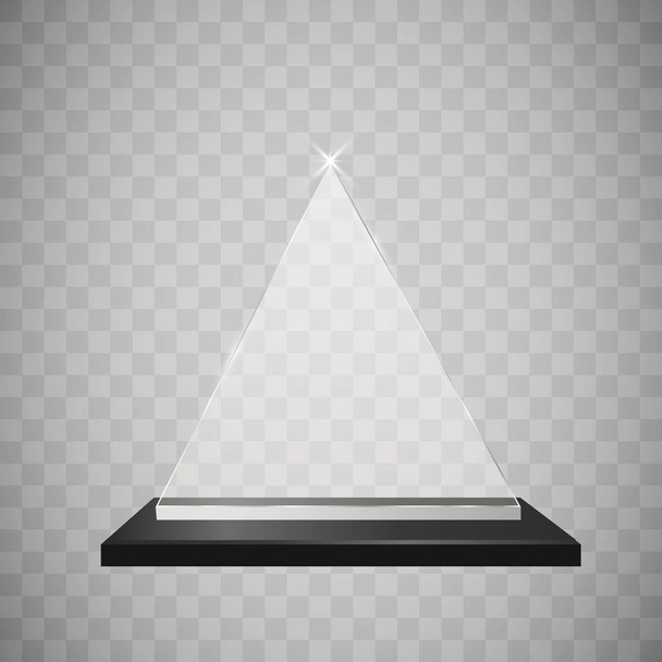 Glass trophy award vector illustration. Vector illustration of shiny award. Glossy transparent trophy. For you design. - Vector, Image