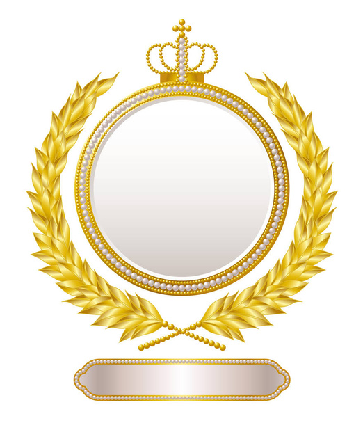Μετάλλιο έμβλημα κορώνα πλάκα - Διάνυσμα, εικόνα
