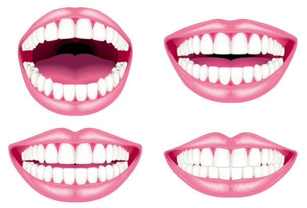 Witte tanden en lippen - Vector, afbeelding
