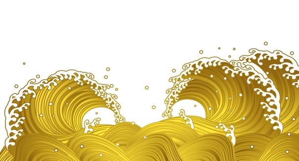 Ola de oro, estilo japonés
 - Vector, imagen