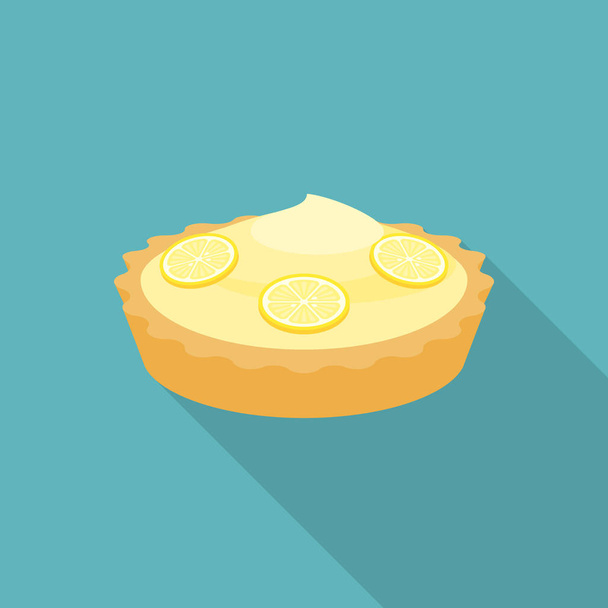 Пирог с лимоном или сыром с лимонным ломтиком иллюстрации, плоский дизайн с длинной тенью
 - Вектор,изображение
