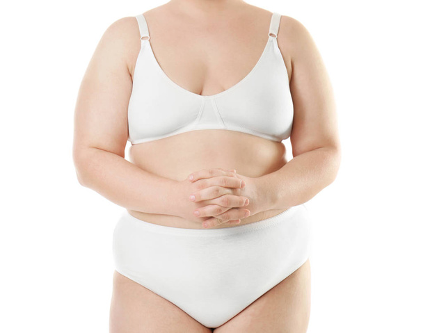 Overweight young woman in underwear - Фото, зображення