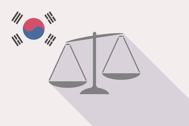 Bandeira longa da Coreia do Sul sombra com uma balança de peso desequilibrada
 - Vetor, Imagem