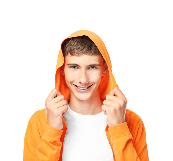 Teenager in bright hoodie   - Fotoğraf, Görsel