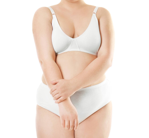 Overweight young woman in underwear - Fotografie, Obrázek