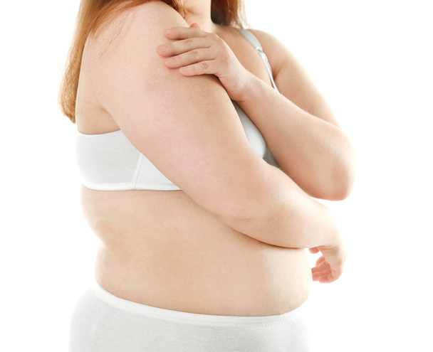 Overweight young woman in underwear - Foto, Imagen