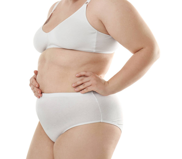 Overweight young woman in underwear - Φωτογραφία, εικόνα