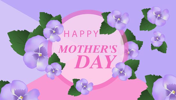 Happy Mother's Day. Lovely Greeting Card with purple flowers. Vector - Вектор, зображення