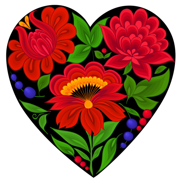 Цветочный фон, сердце
 - Вектор,изображение