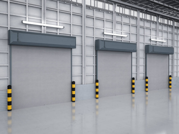 warehouse interior with shutter doors - Photo, Image