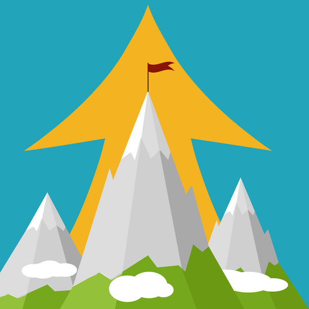 Business concept. Mountains and up arrow. Success symbol. Vector - Vector, afbeelding