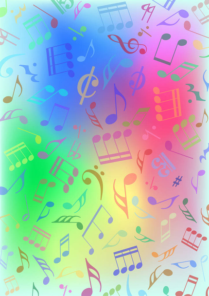 Colorful background consisting of musical notes - Vector, Image