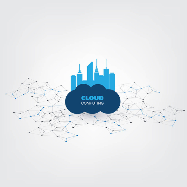 Концепция проектирования облачных вычислений и Интернета вещей - цифровые сетевые подключения, технологический фон
 - Вектор,изображение