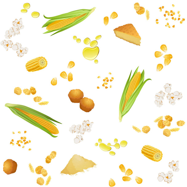Naadloze patroon met maïs levensmiddel - Vector, afbeelding