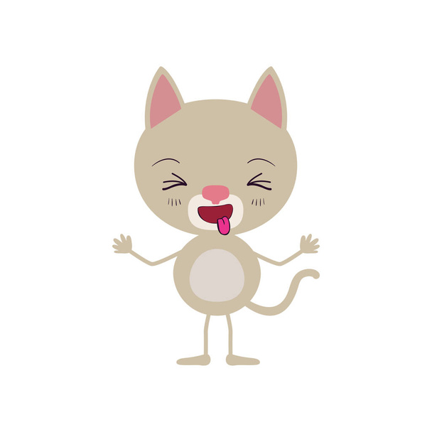 colorida caricatura de gato lindo asco expresión y sobresaliendo lengua
 - Vector, Imagen