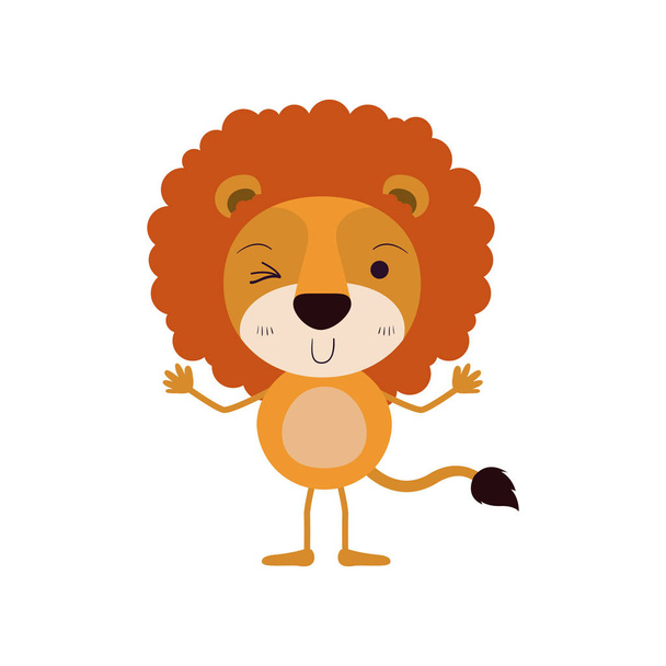 colorful caricature of cute lion wink eye expression - ベクター画像