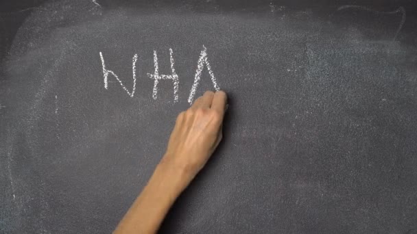 Hand writing "WHAT'S YOUR GOAL?" on black chalkboard - Footage, Video