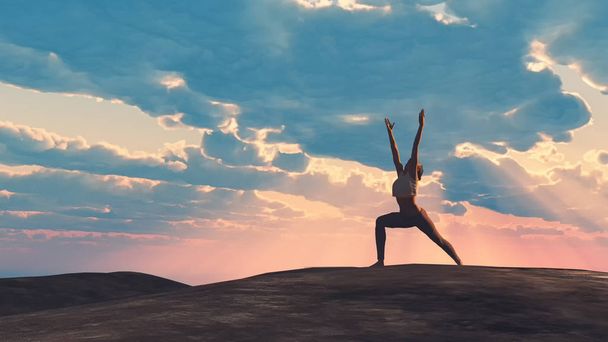 Yoga yaparken genç kadın - Fotoğraf, Görsel