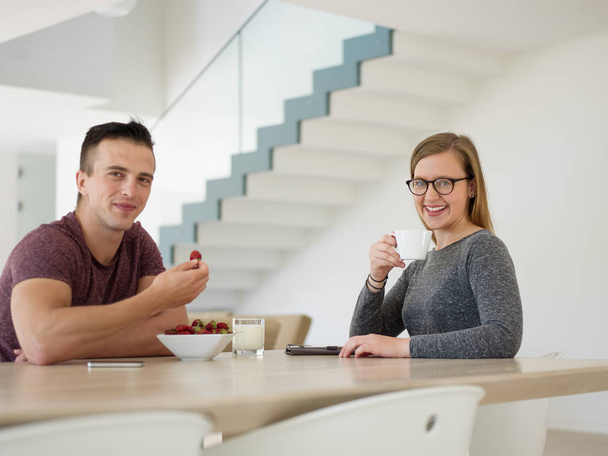 couple enjoying morning coffee  - Photo, image