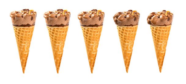 multi fotos de chocolate sabor sorvete cone derretendo
  - Foto, Imagem
