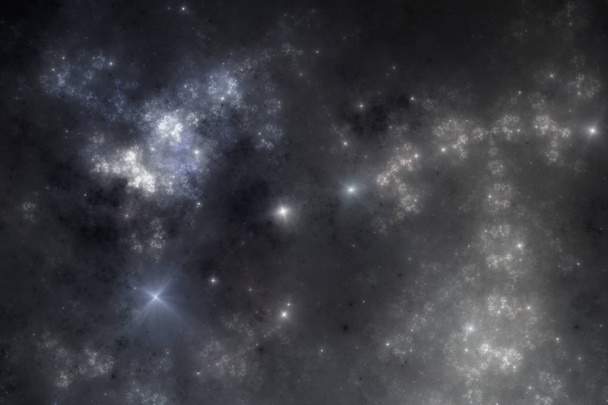 Dark fractal star constellation, digital artwork for creative graphic design - Photo, Image
